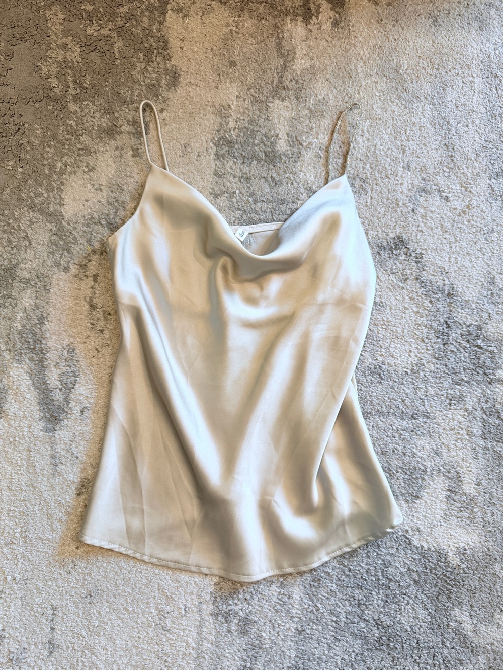 Glam Silver Satin Cowl Neck Camisole